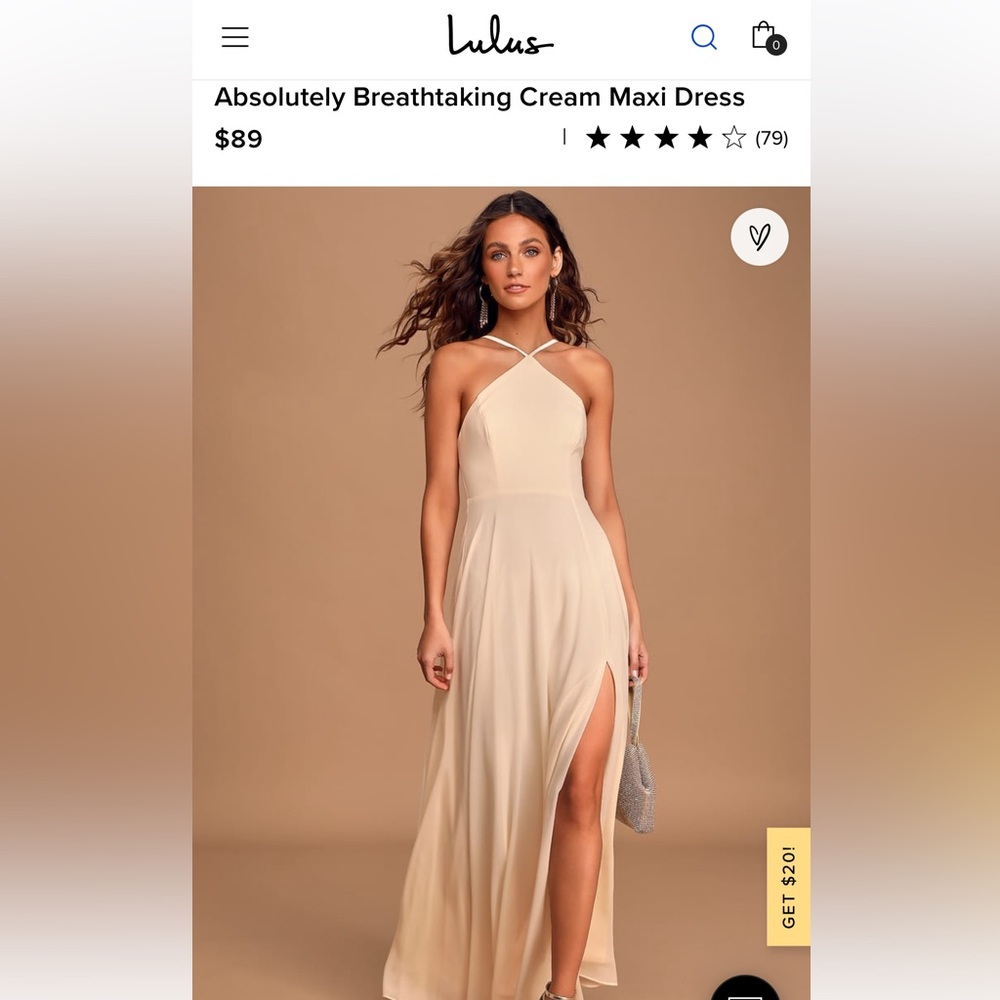 Lulus Absolutely Breathtaking Cream Maxi Dress (S)